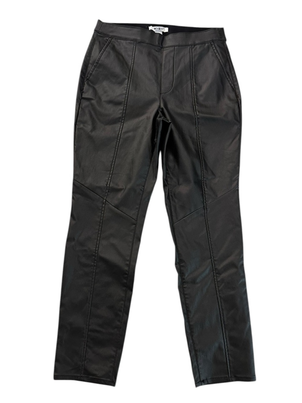 White House Black Market Women's Pull On Coated Slim Ankle Black Pants Sz 4 NWT
